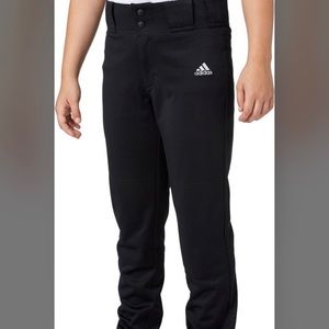 Boys Adidas Open Bottom Black Baseball Pants